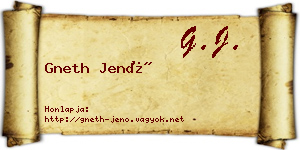 Gneth Jenő névjegykártya